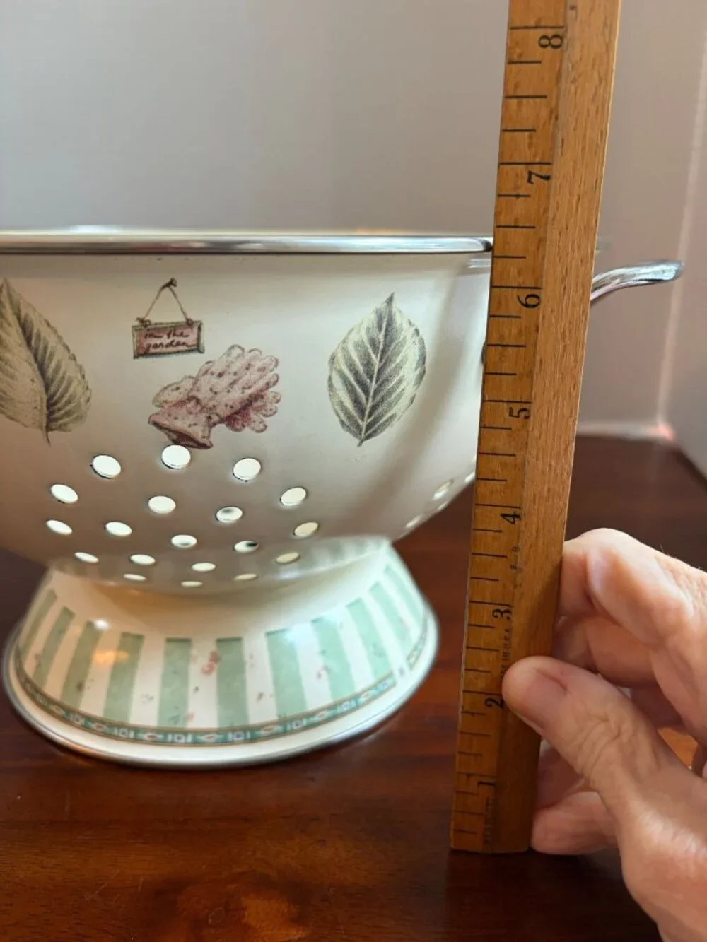 Vintage Pfaltzgraff Naturewood 5 Quart Large Metal Footed Colander/Strainer
